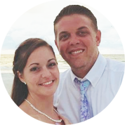 Kyle & Emily Collins Picture of happy wedding couple on st pete beach