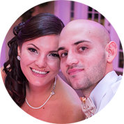 Newly married couple Matthew & Jessica Gomez during wedding dinner at Lange Farms in Dade City, FL