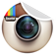 small round button with the instagram logo