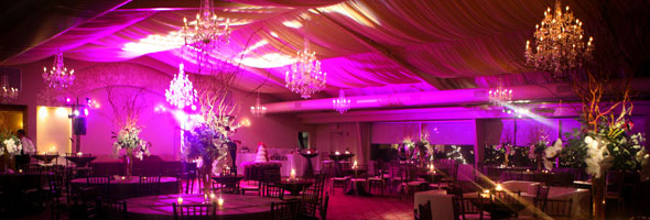 event venue washed with rich color during special events