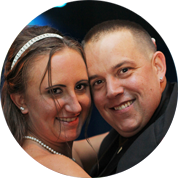 Ken & Michelle Tate smiling bride and groom at the Florida Aquarium