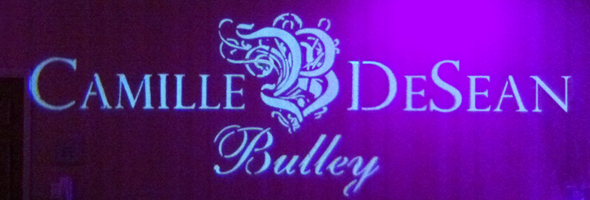Unique Monogram Lighting! image of custom gobo monogram at a wedding